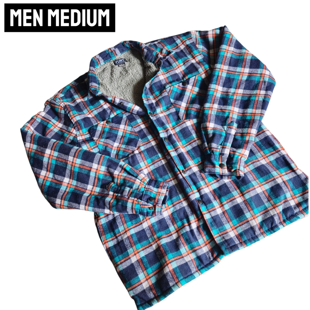 Flint Workwear Flannel Sherpa Jacket Shacket Outdoors Chorecore Fall Men Med